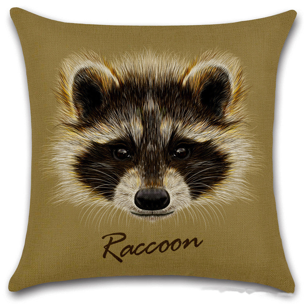 KTX-030803 Animal Head Linen Throw Pillow Cover – 45x45cm Northern European Style, Single-Sided Print
