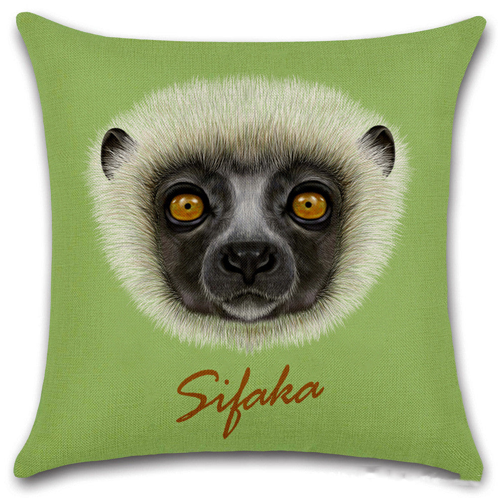 KTX-030803 Animal Head Linen Throw Pillow Cover – 45x45cm Northern European Style, Single-Sided Print
