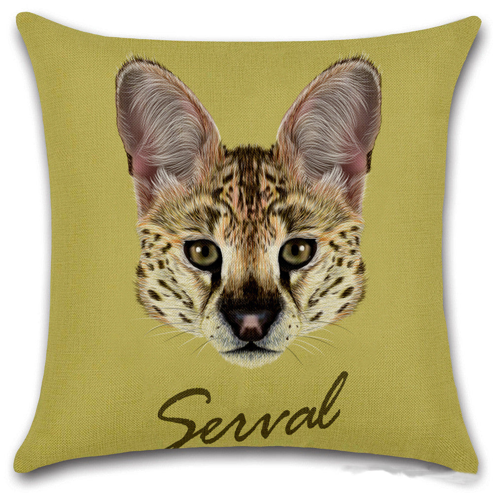 KTX-030803 Animal Head Linen Throw Pillow Cover – 45x45cm Northern European Style, Single-Sided Print