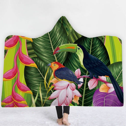 KTX-031571 Hooded Thermal Fleece Blanket for Adults and Kids - Cozy Wearable Blanket with Soft Fluffy Interior for Home and Travel