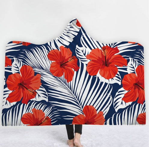 KTX-031571 Hooded Thermal Fleece Blanket for Adults and Kids - Cozy Wearable Blanket with Soft Fluffy Interior for Home and Travel