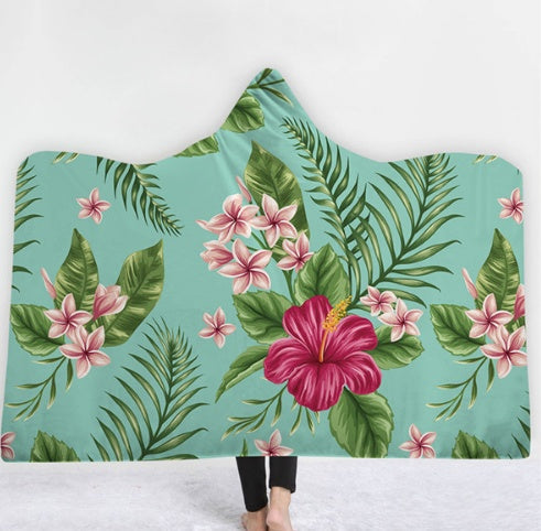 KTX-031571 Hooded Thermal Fleece Blanket for Adults and Kids - Cozy Wearable Blanket with Soft Fluffy Interior for Home and Travel