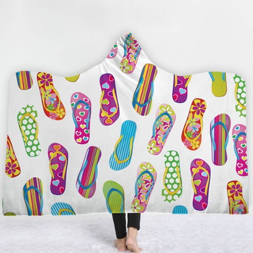 KTX-031571 Hooded Thermal Fleece Blanket for Adults and Kids - Cozy Wearable Blanket with Soft Fluffy Interior for Home and Travel