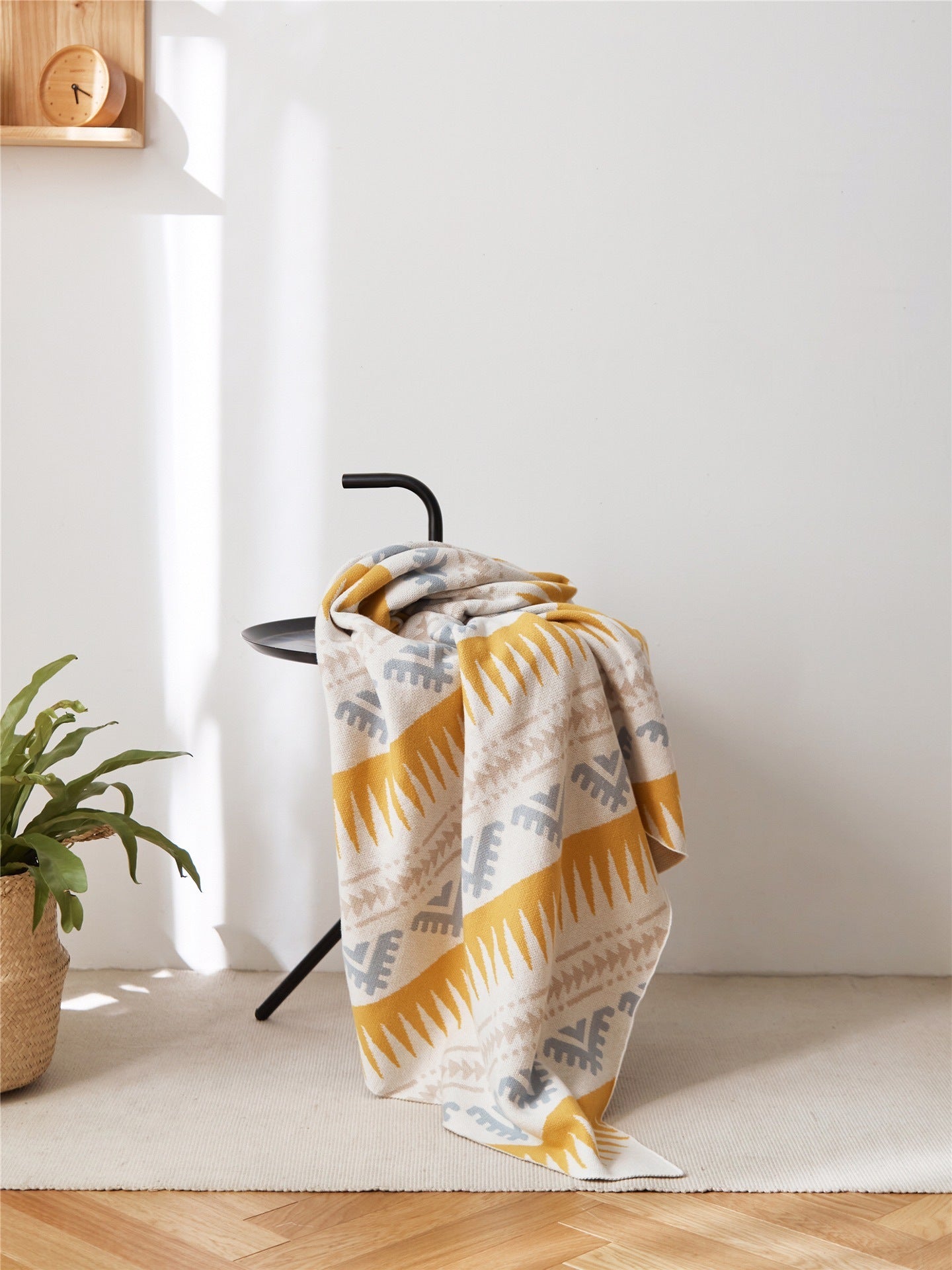 KTX-033043 Nordic Cotton Wool Napping Blanket - Soft and Cozy Throw, 130x160cm, Multiple Colors Available