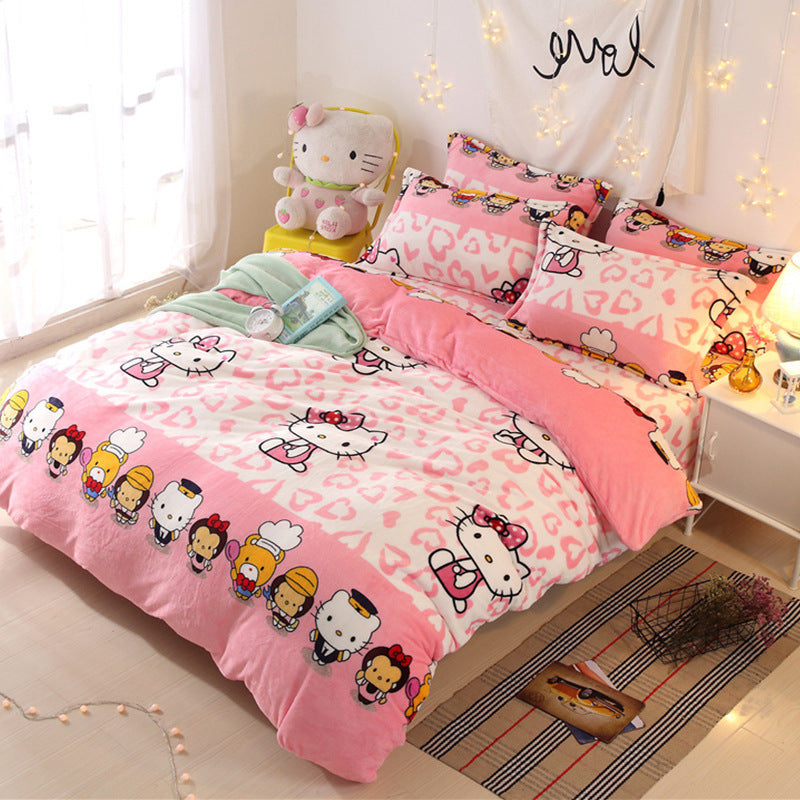 KTX-035859 Plush Two-Piece and Three-Piece Bed Linen Set with Multiple Size Options