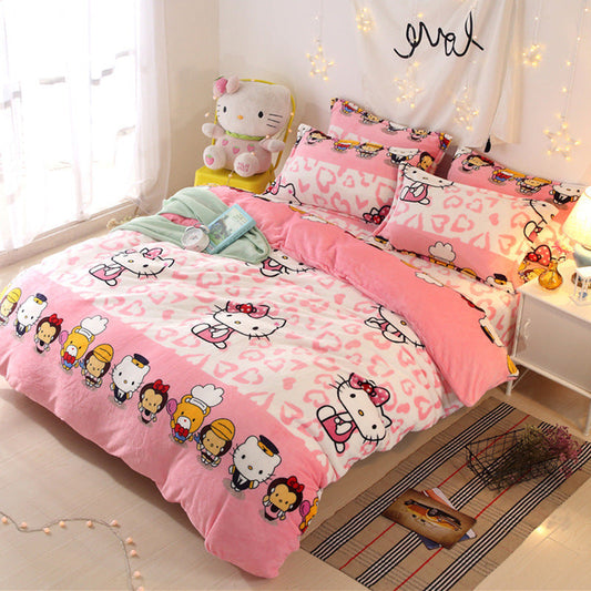 KTX-035859 Plush Two-Piece and Three-Piece Bed Linen Set with Multiple Size Options