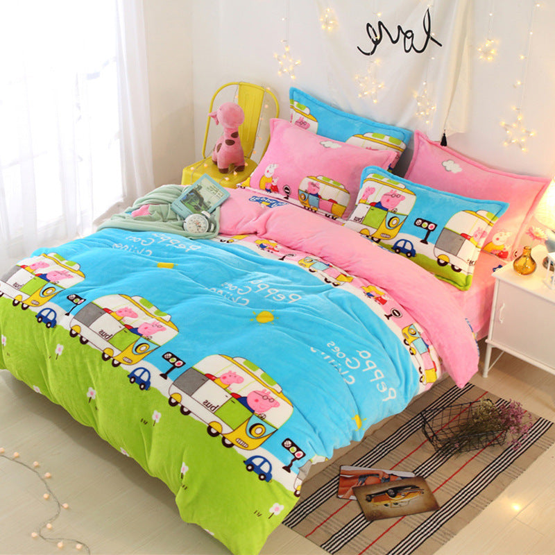 KTX-035859 Plush Two-Piece and Three-Piece Bed Linen Set with Multiple Size Options