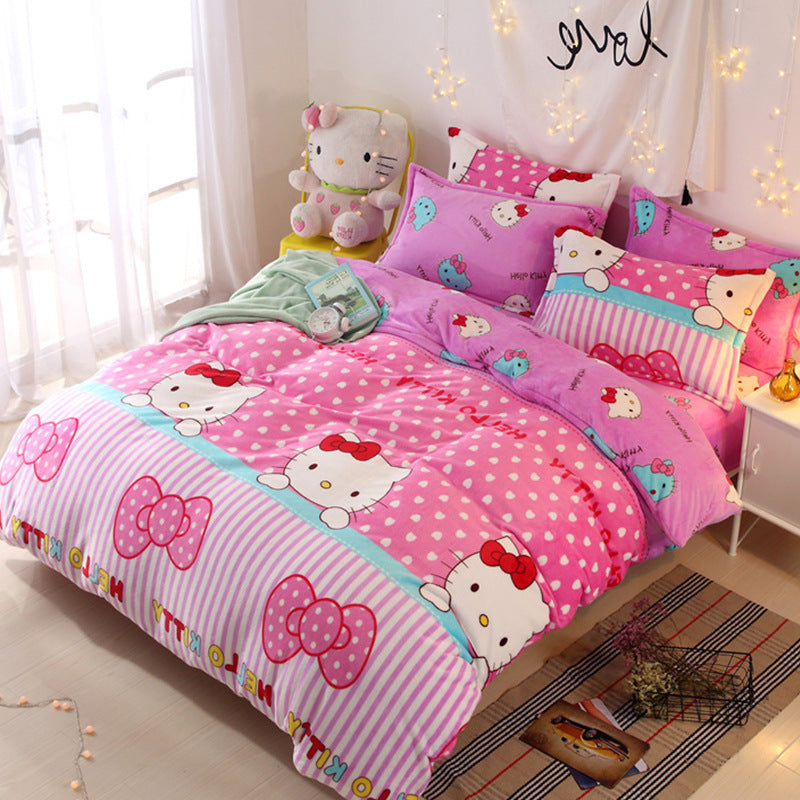 KTX-035859 Plush Two-Piece and Three-Piece Bed Linen Set with Multiple Size Options