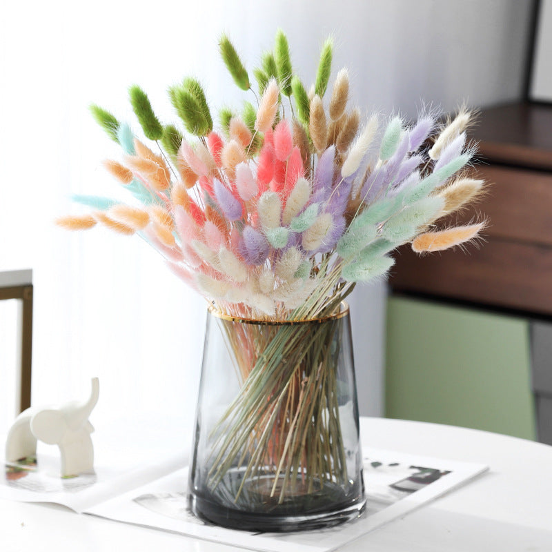 KTX-036947 Dried Flower Bouquet with Rabbit Tail Grass - Variety of Colors, 40-50CM Height, 20 Branches Each