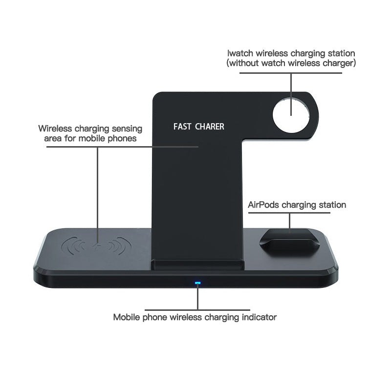 KTX-037075 Universal Three-in-One Multifunctional Wireless Charging Bracket - CE FCC ROHS Certified, Black