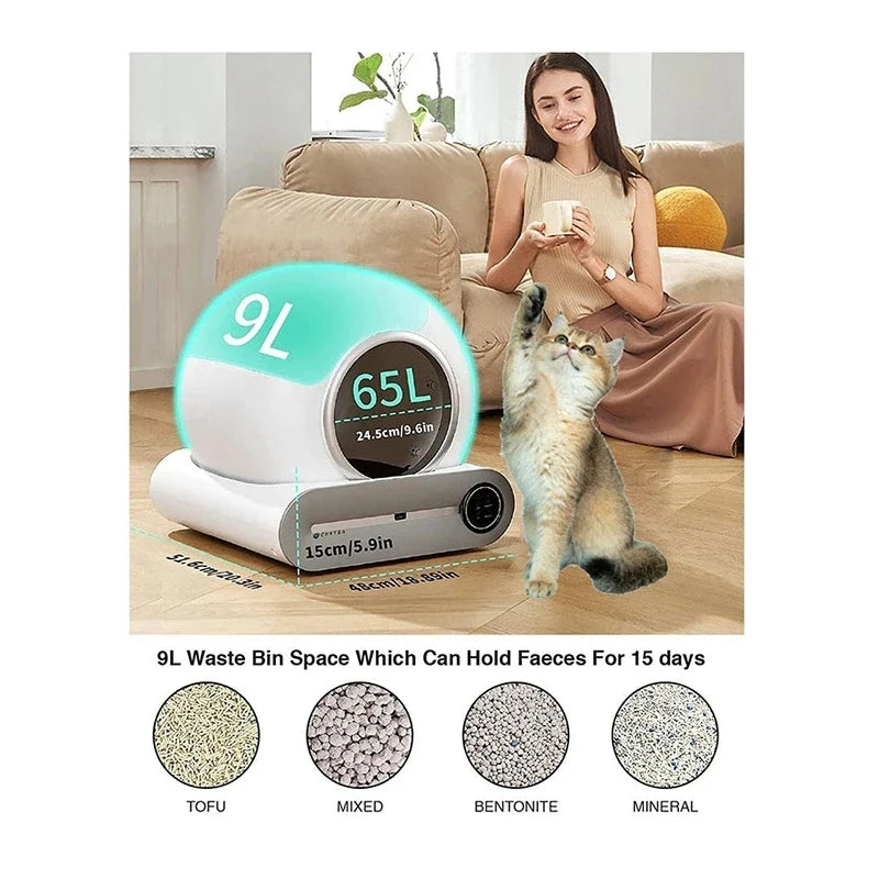 KTX-037459 Self-Cleaning Large Cat Litter Box with Multiple Sensors and Easy Access Cleaning