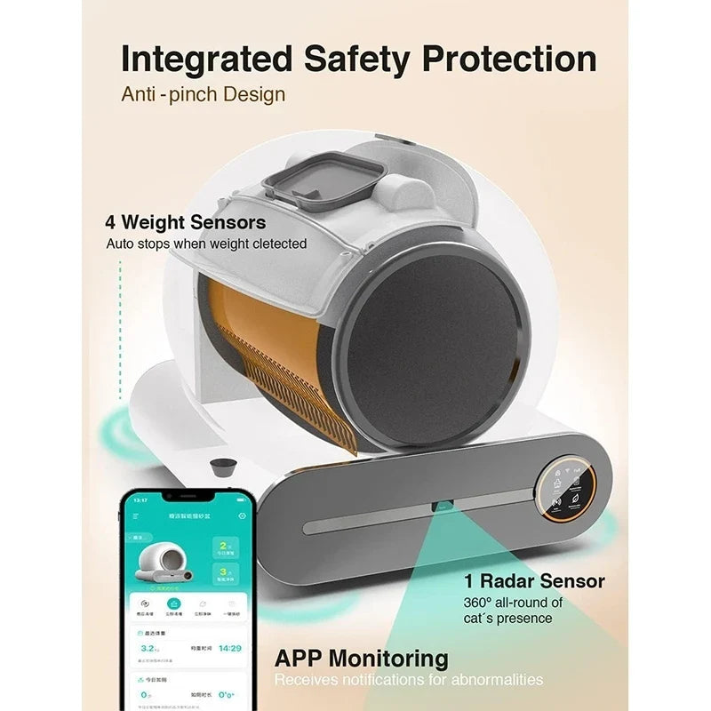 KTX-037459 Self-Cleaning Large Cat Litter Box with Multiple Sensors and Easy Access Cleaning