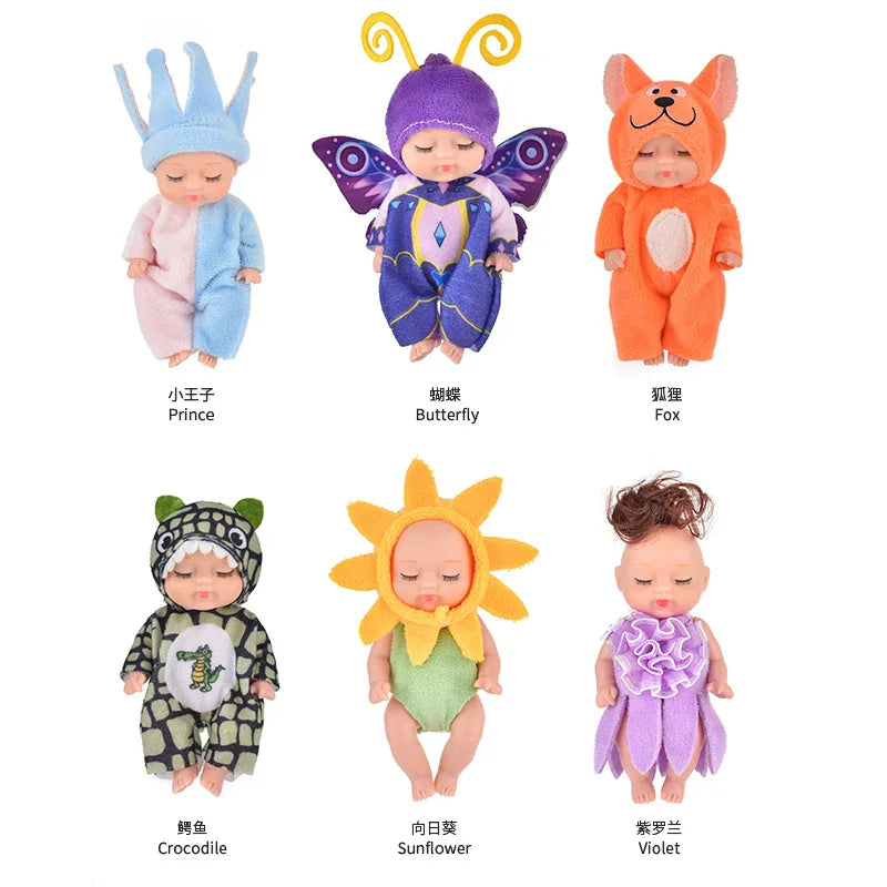 KTX-037843 Cute Mini Sleeping Rebirth Doll - Soft PVC Baby Animal Toy for Kids, Perfect Birthday Gift