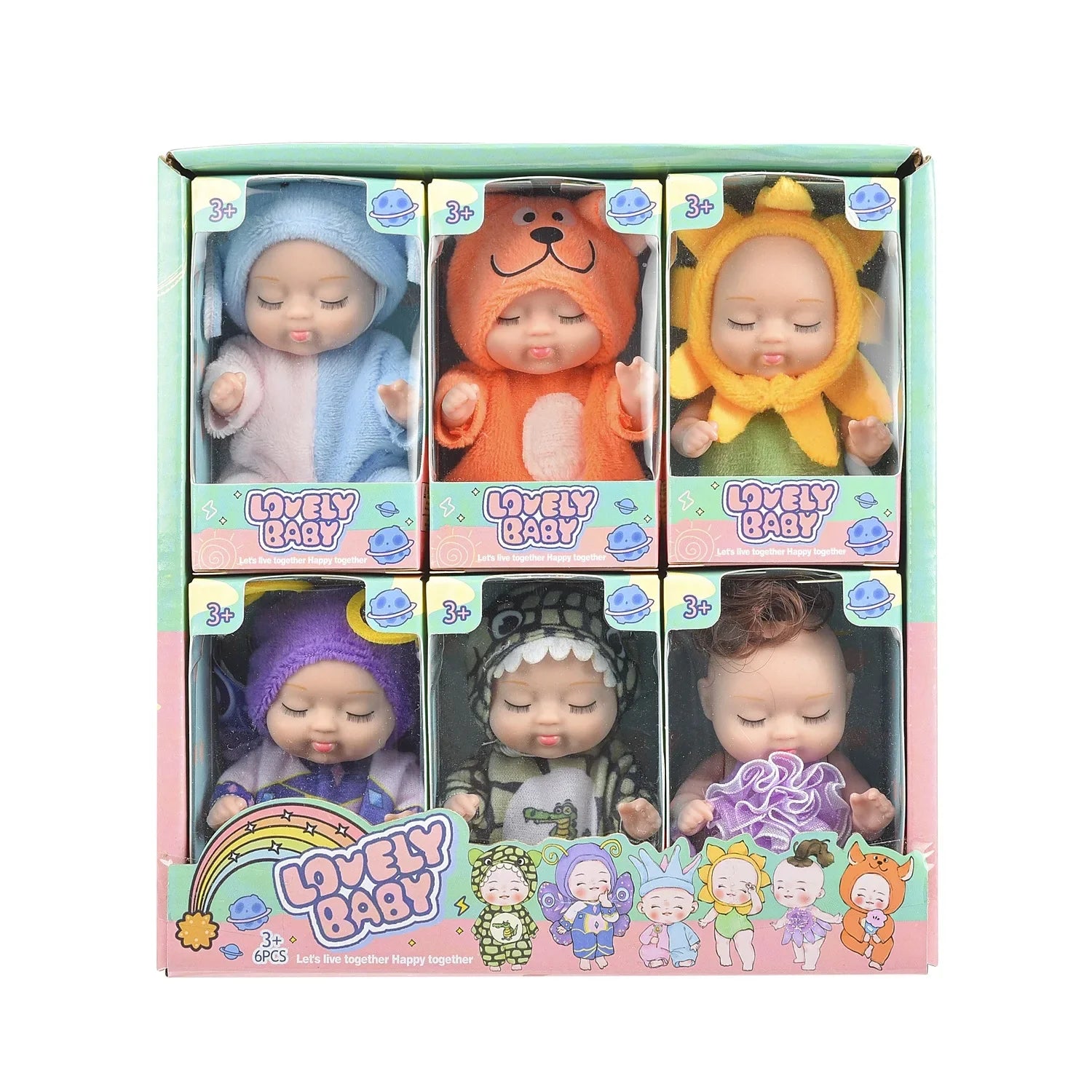 KTX-037843 Cute Mini Sleeping Rebirth Doll - Soft PVC Baby Animal Toy for Kids, Perfect Birthday Gift