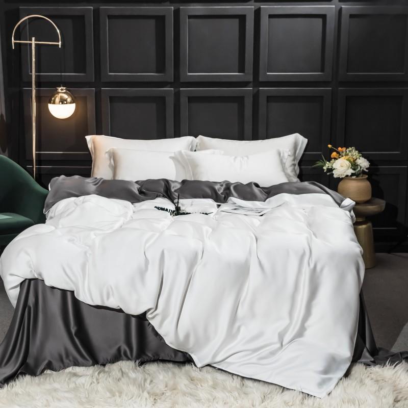 KTX-038163 Elegant Double-Sided Tencel Four-Piece Bedding Set with Pillowcases and Blanket