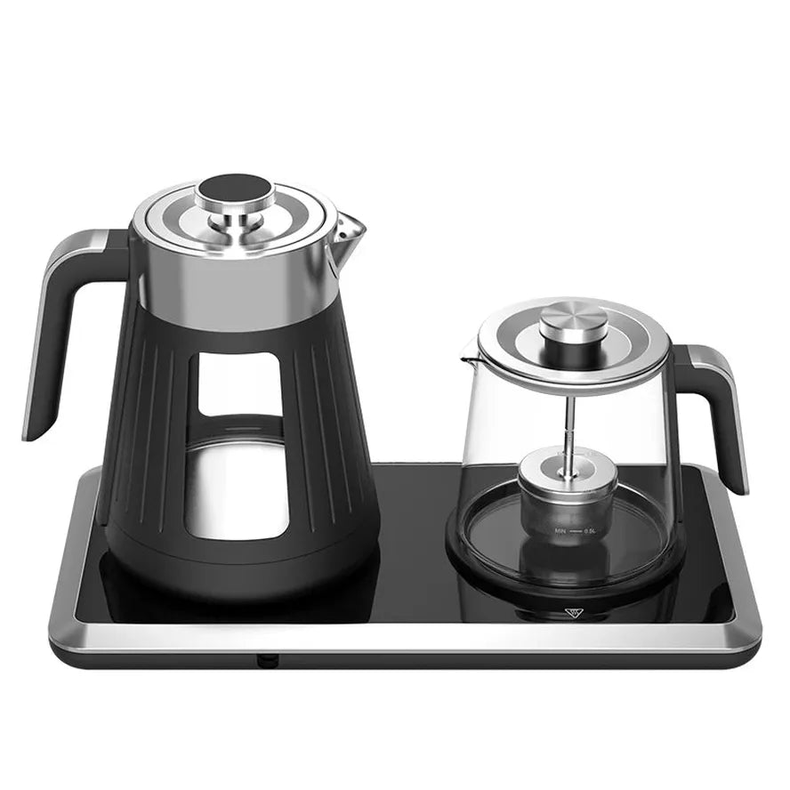 KTX-038931 Electric Glass Teapot with Stainless Steel Kettle and Thermometer - 110V Tea Maker Set