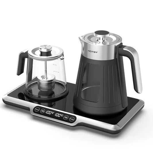 KTX-038931 Electric Glass Teapot with Stainless Steel Kettle and Thermometer - 110V Tea Maker Set