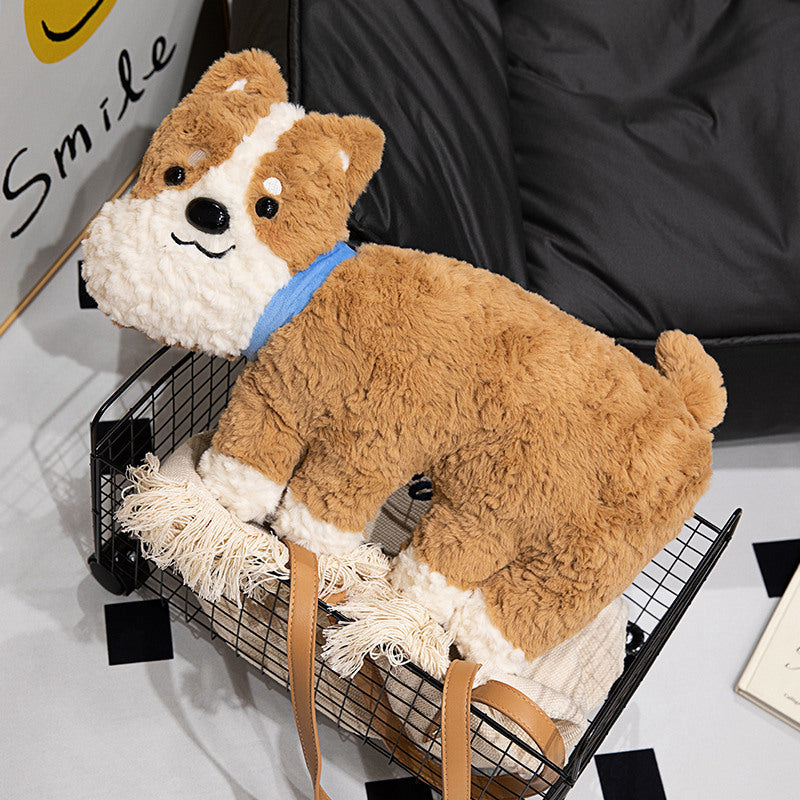 KTX-039123 Cute Plush Dog Pillow - 50cm Soft Toy for Teens in Brown, Black, and Gray