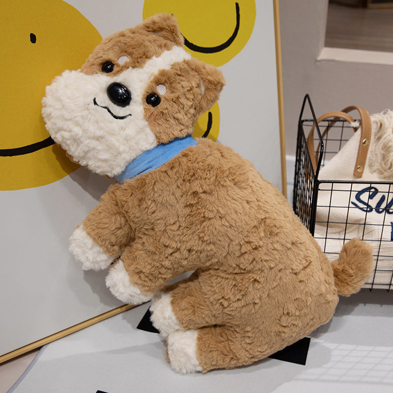 KTX-039123 Cute Plush Dog Pillow - 50cm Soft Toy for Teens in Brown, Black, and Gray