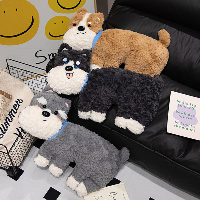 KTX-039123 Cute Plush Dog Pillow - 50cm Soft Toy for Teens in Brown, Black, and Gray