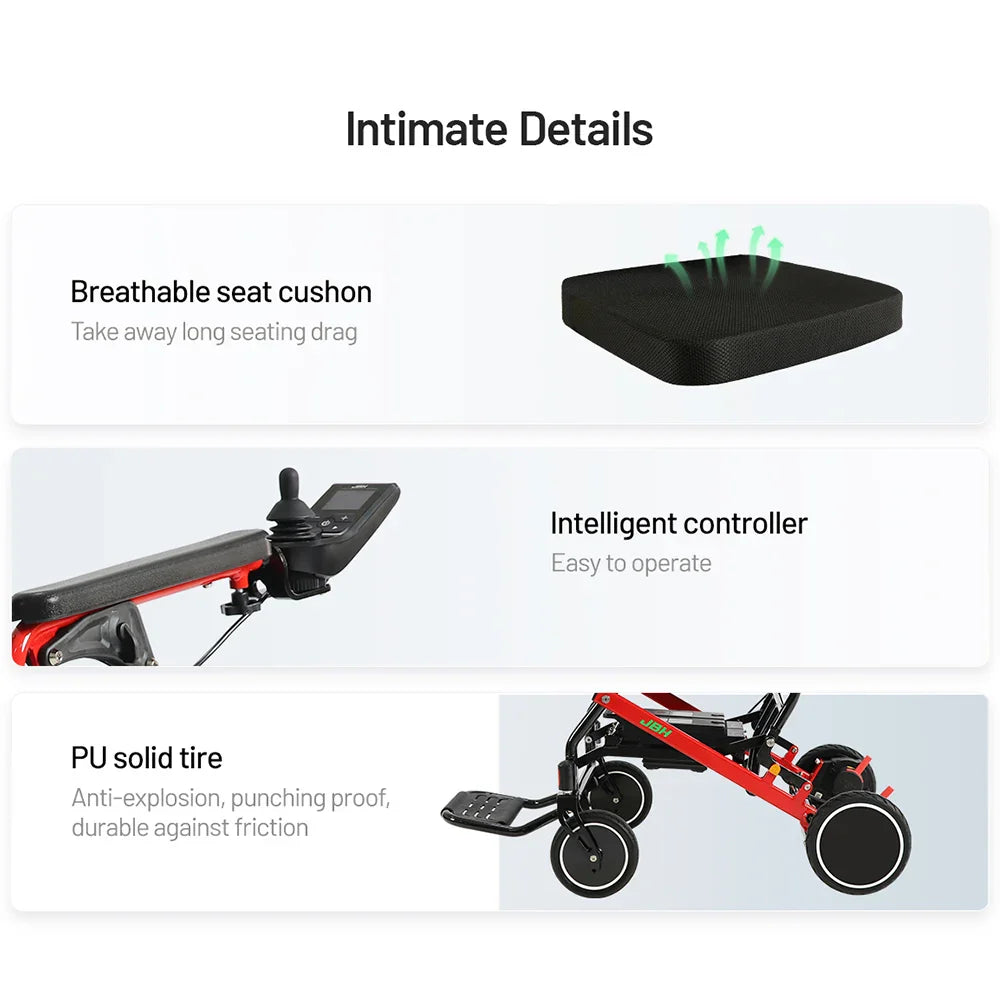 KTX-040339 Portable Double Battery Electric Wheelchair Model D37 for Elderly and Disabled Users, Removable Battery, Lightweight Design