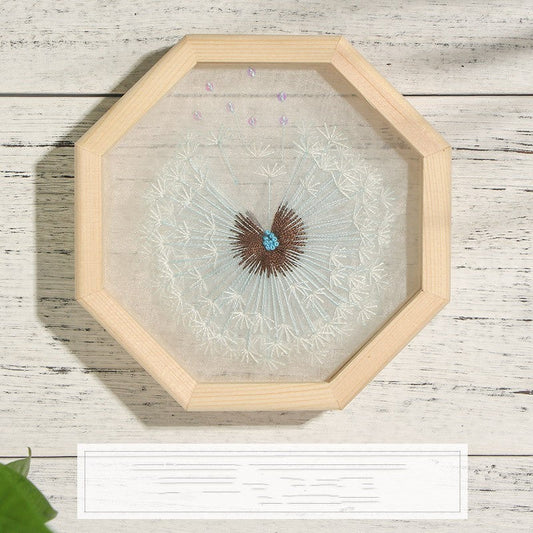 KTX-040467 Handmade Embroidery Art - Silk Material Bag with Wooden Frame, Various Designs, Canvas Size 13CM x 13CM