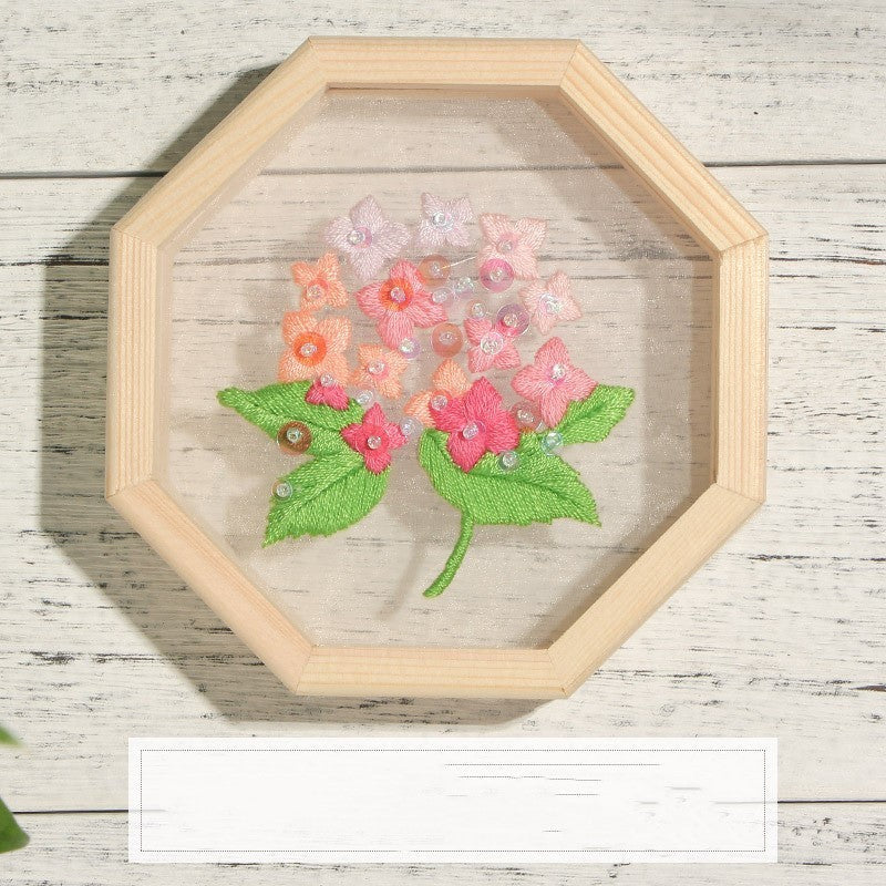 KTX-040467 Handmade Embroidery Art - Silk Material Bag with Wooden Frame, Various Designs, Canvas Size 13CM x 13CM