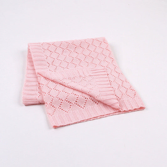 KTX-040467 Knitted Hollow Throw Blanket for Summer and Spring - Ideal for Kids and Teens, Various Colors Available