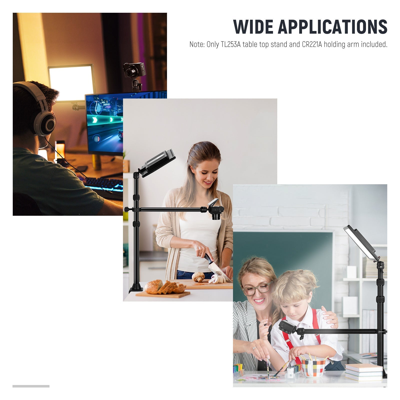 KTX-040531 Adjustable Portable Desktop Photography Stand with Metal Cellphone Holder