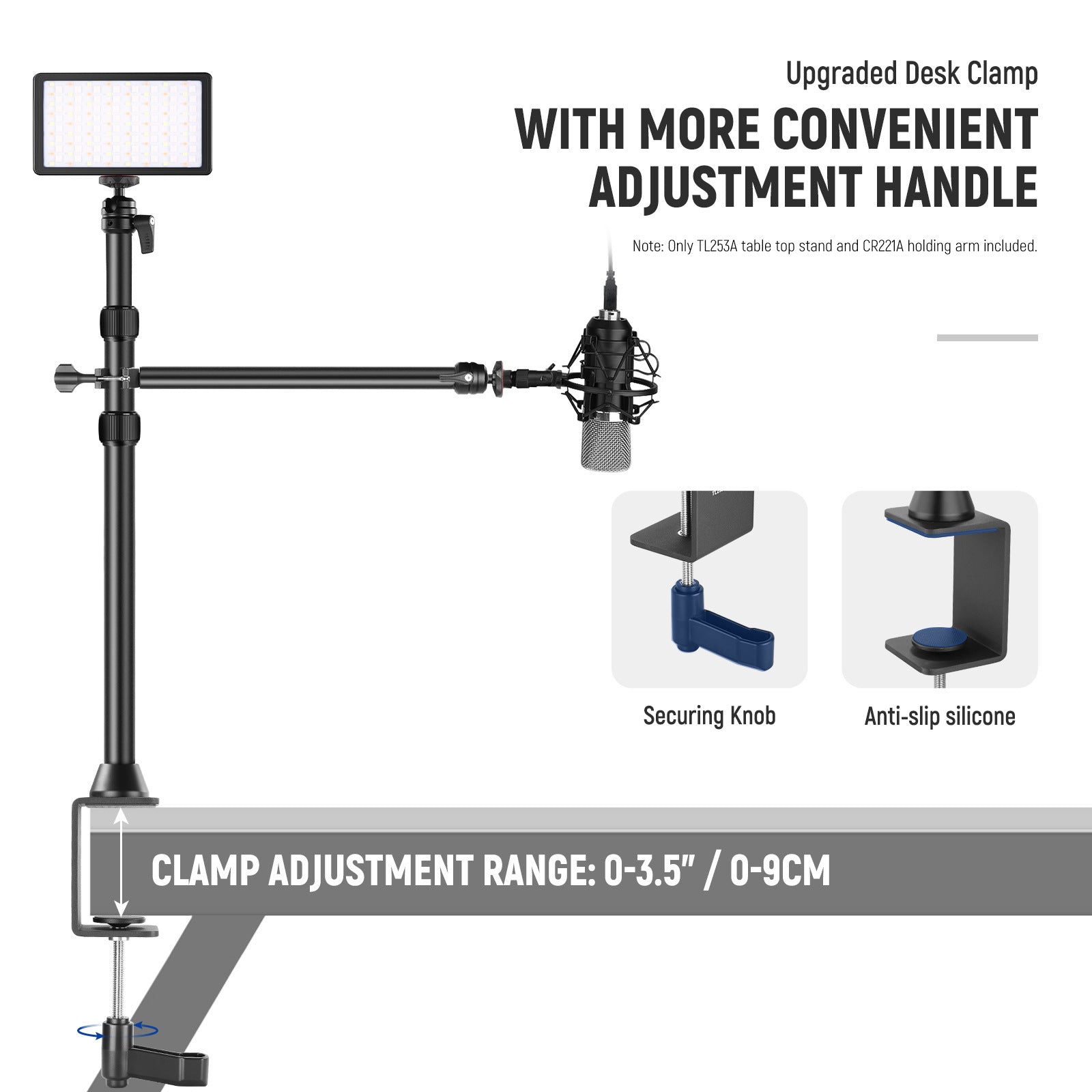KTX-040531 Adjustable Portable Desktop Photography Stand with Metal Cellphone Holder
