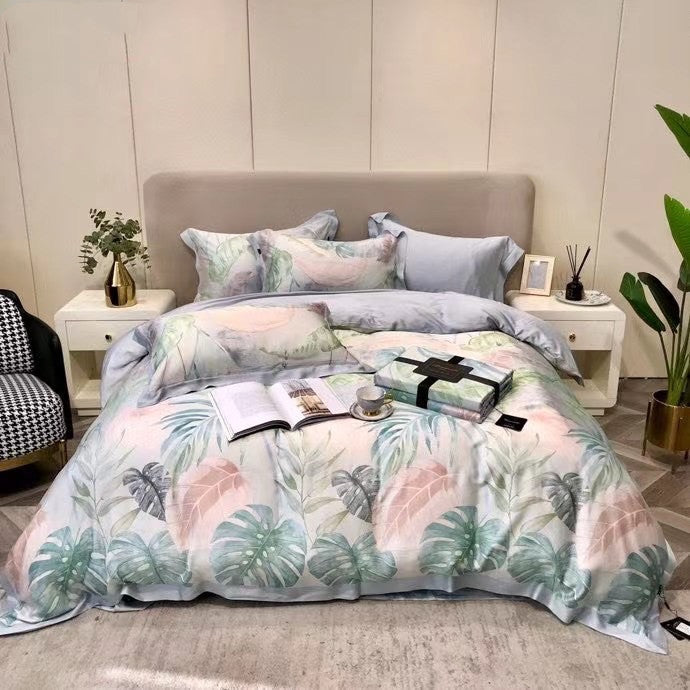 KTX-040787 Lenzing Tencel 1.5/1.8/2.0 Bed Four-Piece Floral Sheet Set with Custom Options