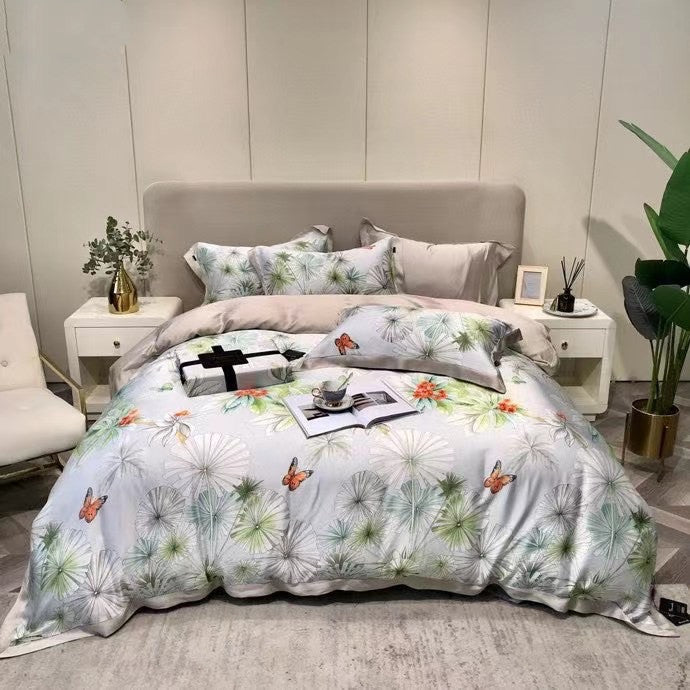 KTX-040787 Lenzing Tencel 1.5/1.8/2.0 Bed Four-Piece Floral Sheet Set with Custom Options