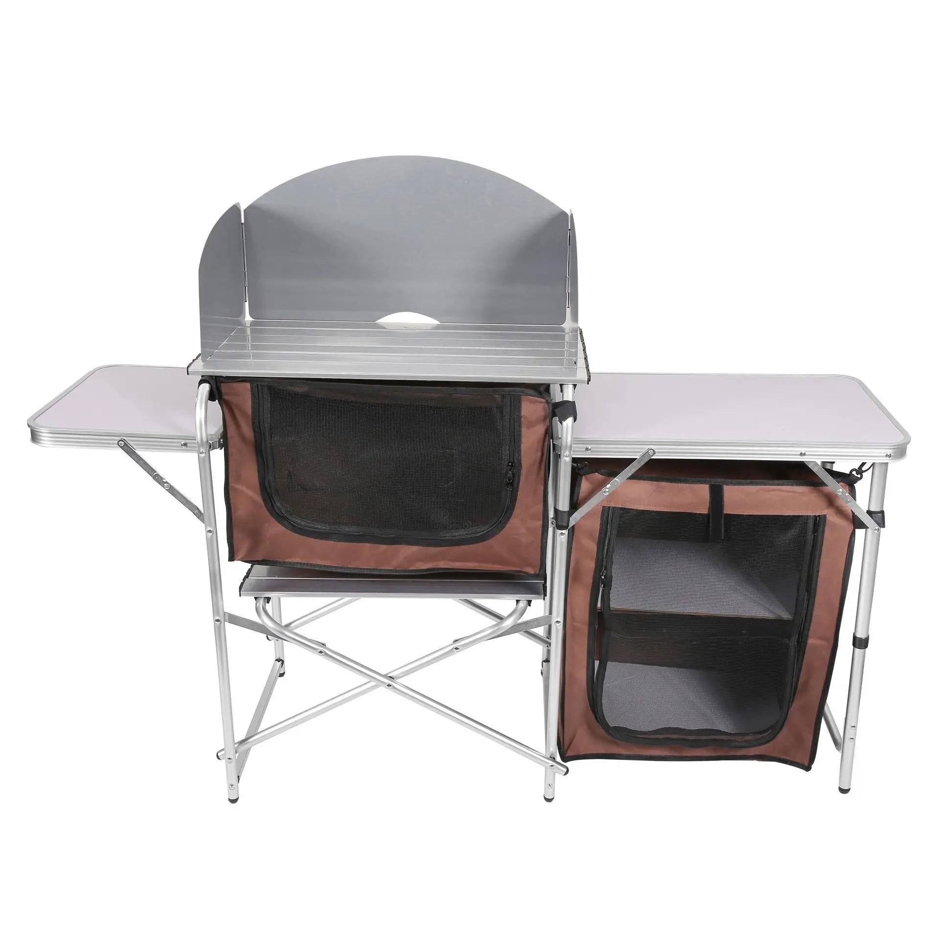 KTX-040979 Portable Outdoor Folding Cooking Station with Storage for Camping and Mobile Kitchen Use