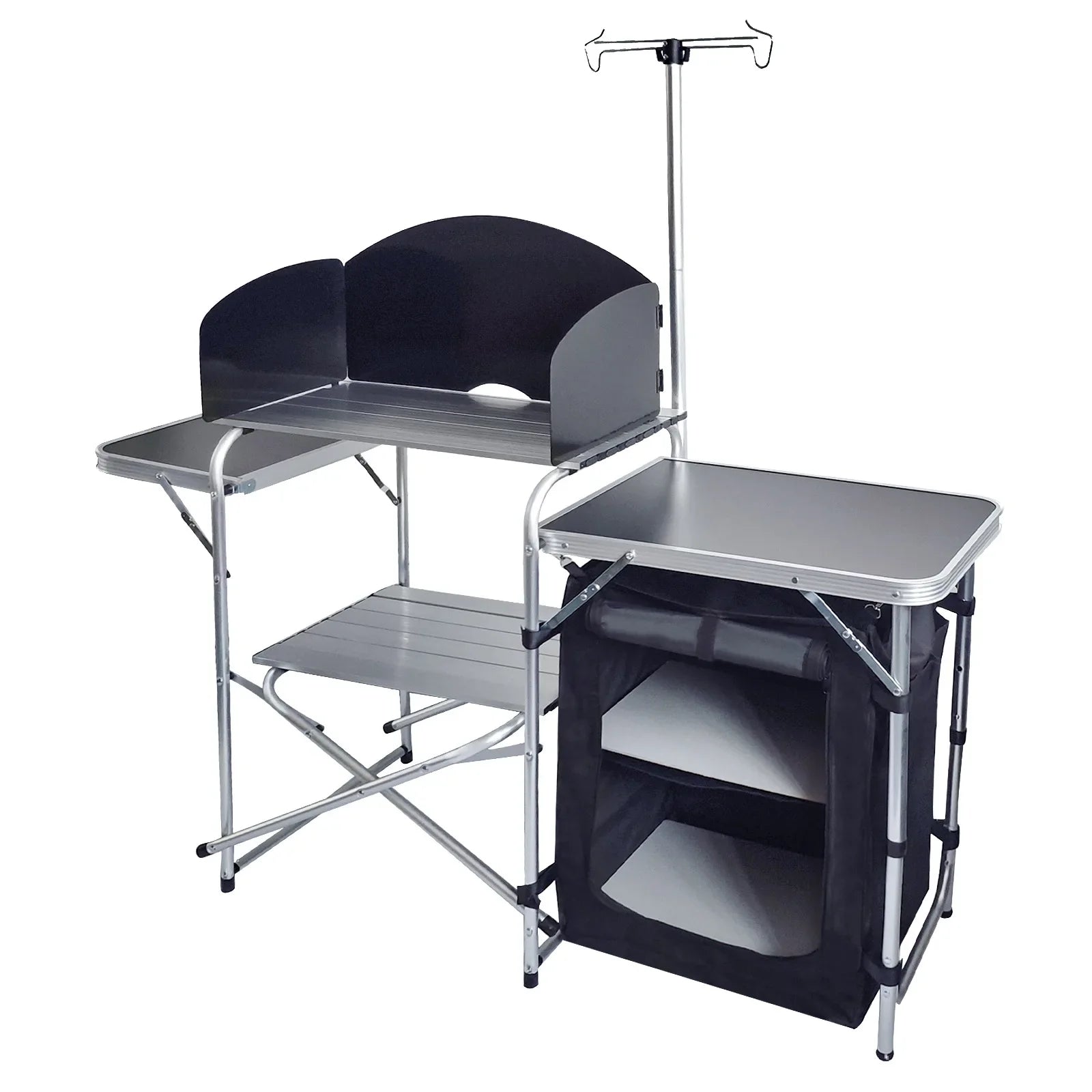 KTX-040979 Portable Outdoor Folding Cooking Station with Storage for Camping and Mobile Kitchen Use