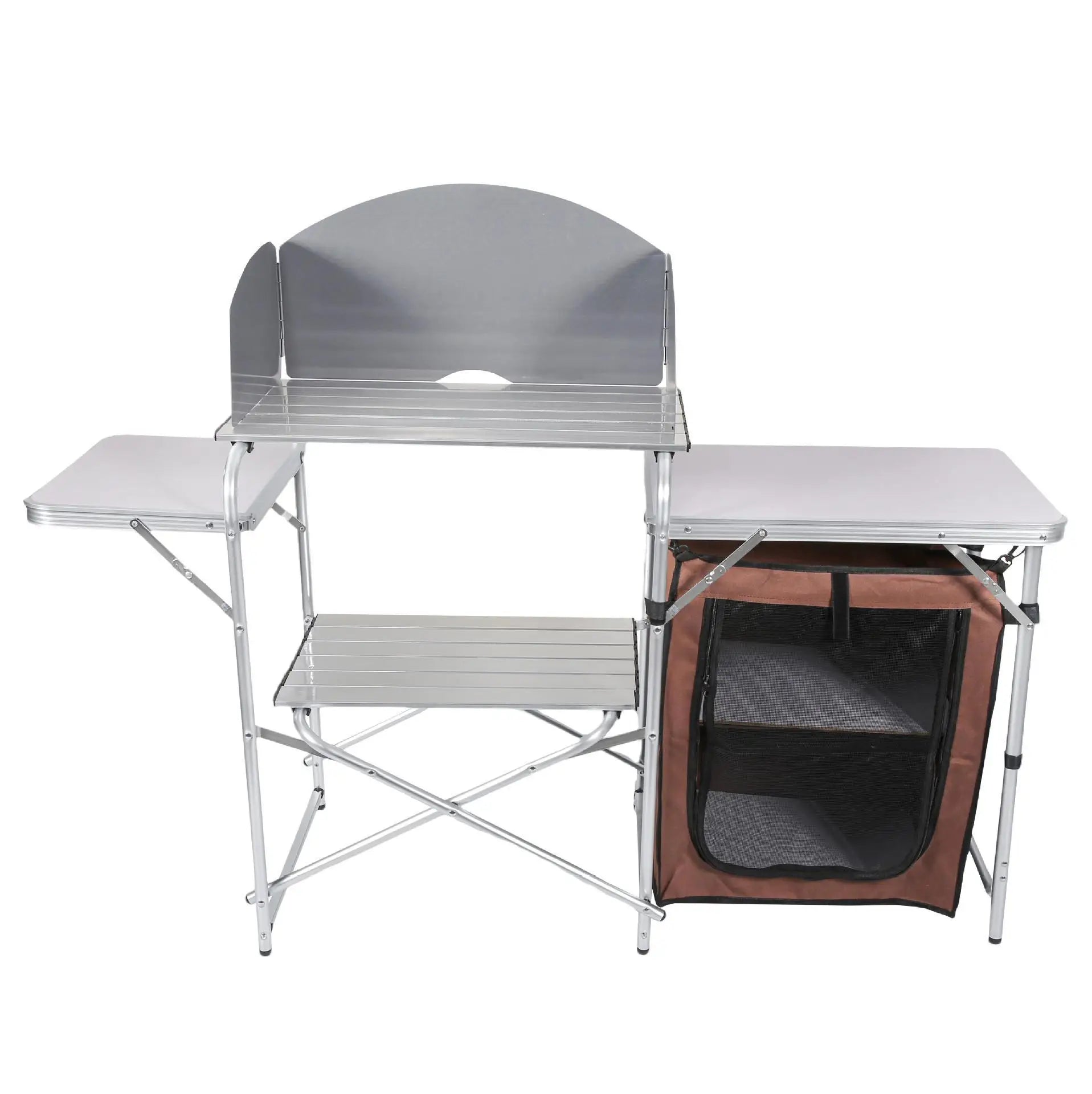 KTX-040979 Portable Outdoor Folding Cooking Station with Storage for Camping and Mobile Kitchen Use