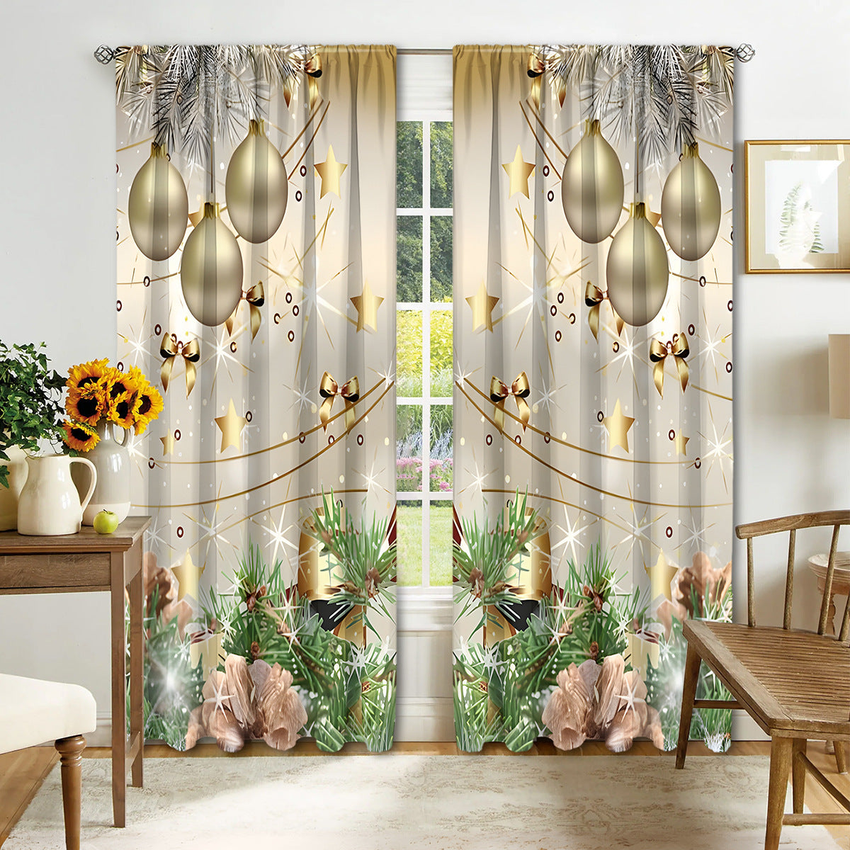 KTX-041171 Christmas 3D Printed Curtains in Multiple Designs, High Shading Polyester, Various Sizes Available