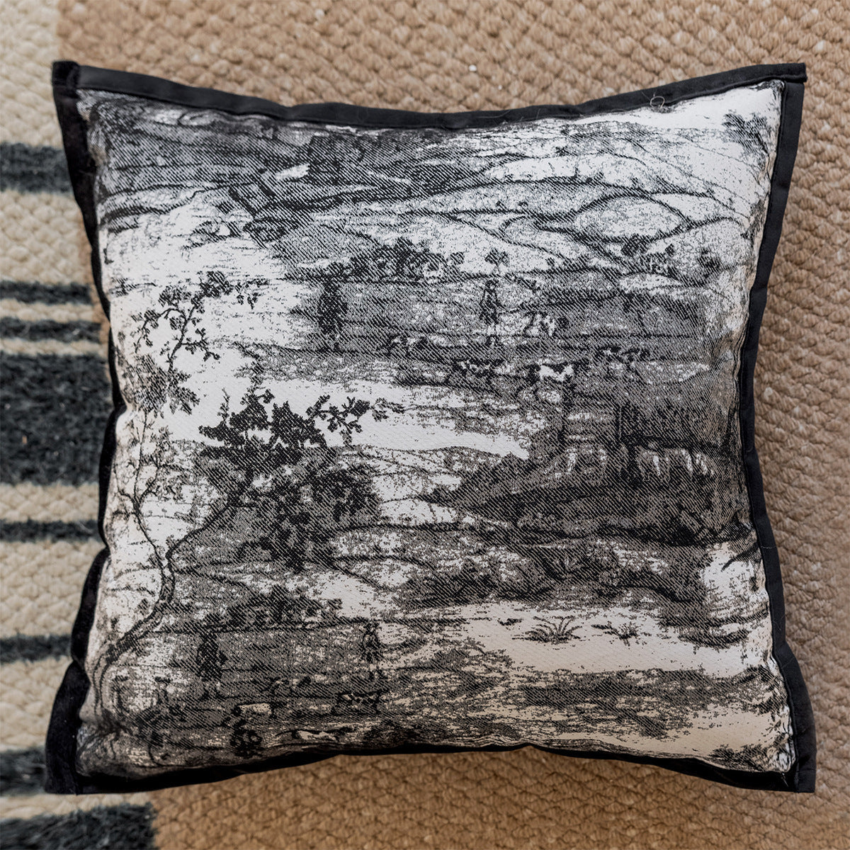 KTX-041427 Ukiyo-e and Ink Painting Decorative Pillow Cases for Sofa and Bedside, 45x45cm and 30x50cm Options