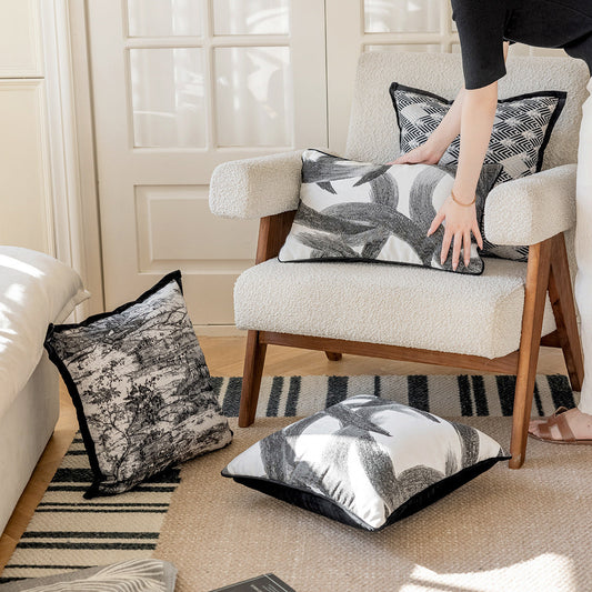 KTX-041427 Ukiyo-e and Ink Painting Decorative Pillow Cases for Sofa and Bedside, 45x45cm and 30x50cm Options