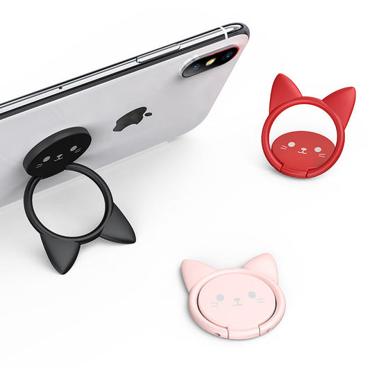 KTX-041683 Cute Cat Magnetic Phone Seat Ring Holder for Universal Mobile Devices