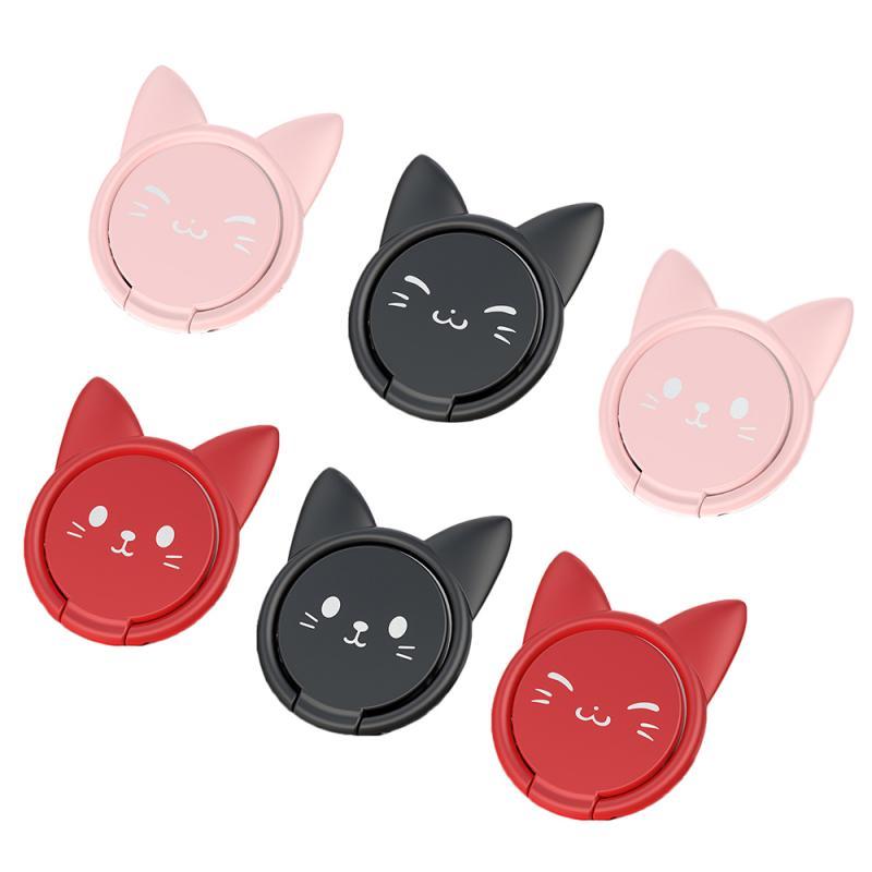 KTX-041683 Cute Cat Magnetic Phone Seat Ring Holder for Universal Mobile Devices