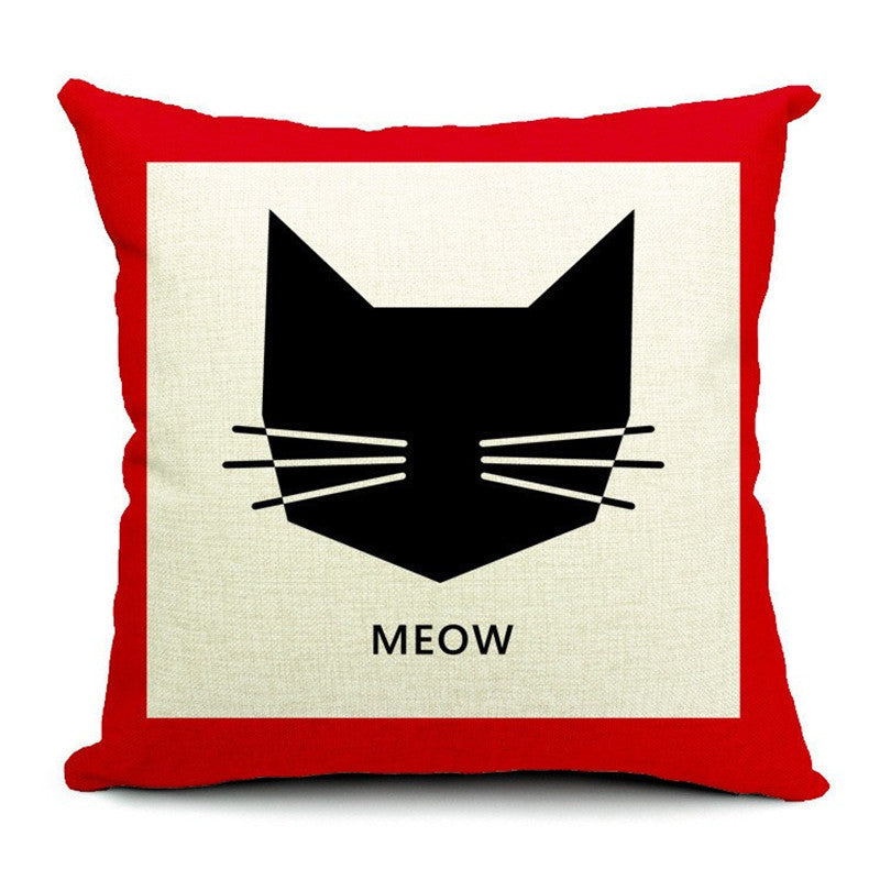 KTX-042451 Cat-Themed Cotton and Linen Waist Pillow with PP Cotton Filling