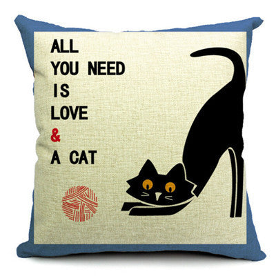 KTX-042451 Cat-Themed Cotton and Linen Waist Pillow with PP Cotton Filling