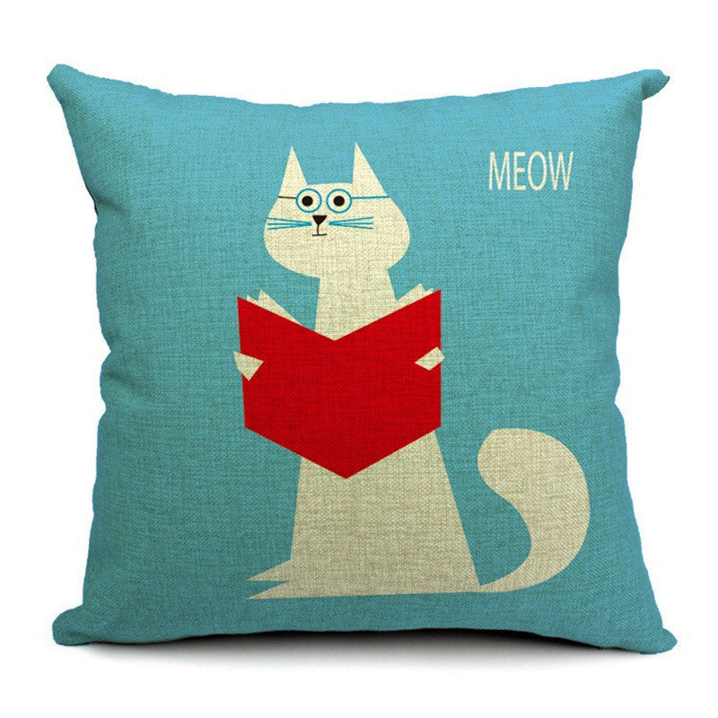 KTX-042451 Cat-Themed Cotton and Linen Waist Pillow with PP Cotton Filling