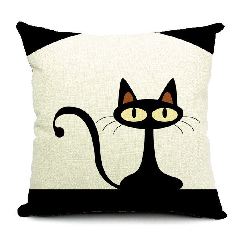 KTX-042451 Cat-Themed Cotton and Linen Waist Pillow with PP Cotton Filling