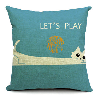 KTX-042451 Cat-Themed Cotton and Linen Waist Pillow with PP Cotton Filling