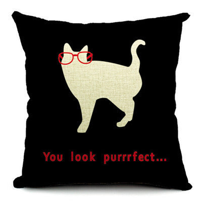 KTX-042451 Cat-Themed Cotton and Linen Waist Pillow with PP Cotton Filling