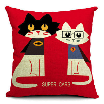 KTX-042451 Cat-Themed Cotton and Linen Waist Pillow with PP Cotton Filling