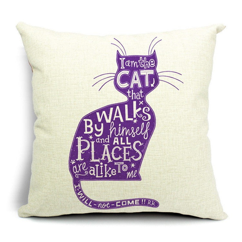 KTX-042451 Cat-Themed Cotton and Linen Waist Pillow with PP Cotton Filling