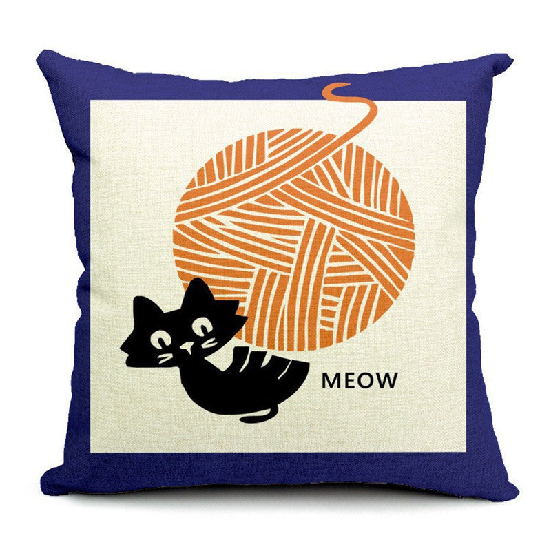 KTX-042451 Cat-Themed Cotton and Linen Waist Pillow with PP Cotton Filling