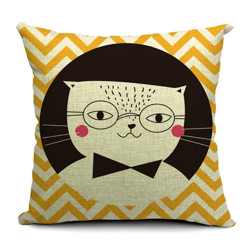 KTX-042451 Cat-Themed Cotton and Linen Waist Pillow with PP Cotton Filling